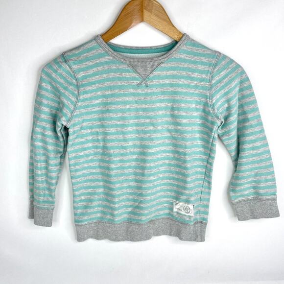 Sonoma Goods For Life Teal & Grey Striped Sweatshirt 7X - Picture 3 of 8